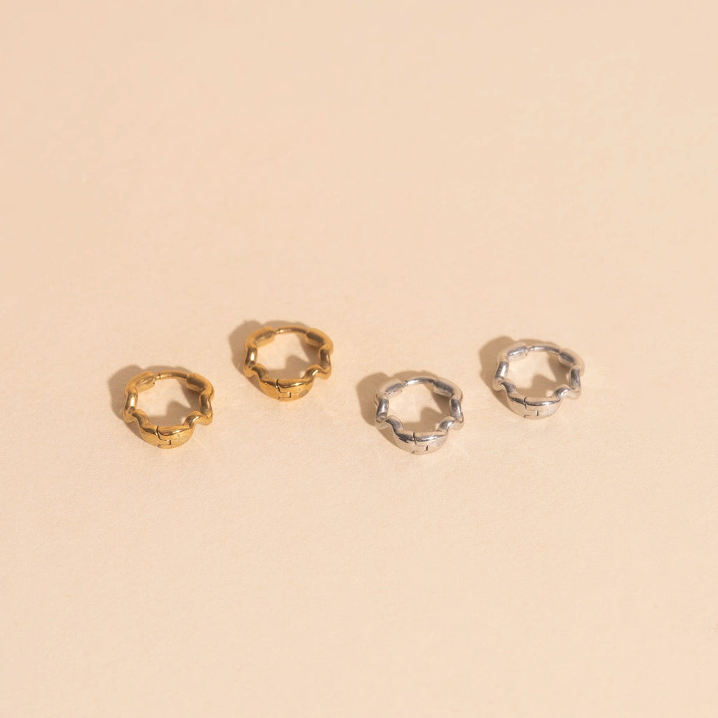 Squiggly Rounded Huggie Hoop Earrings
