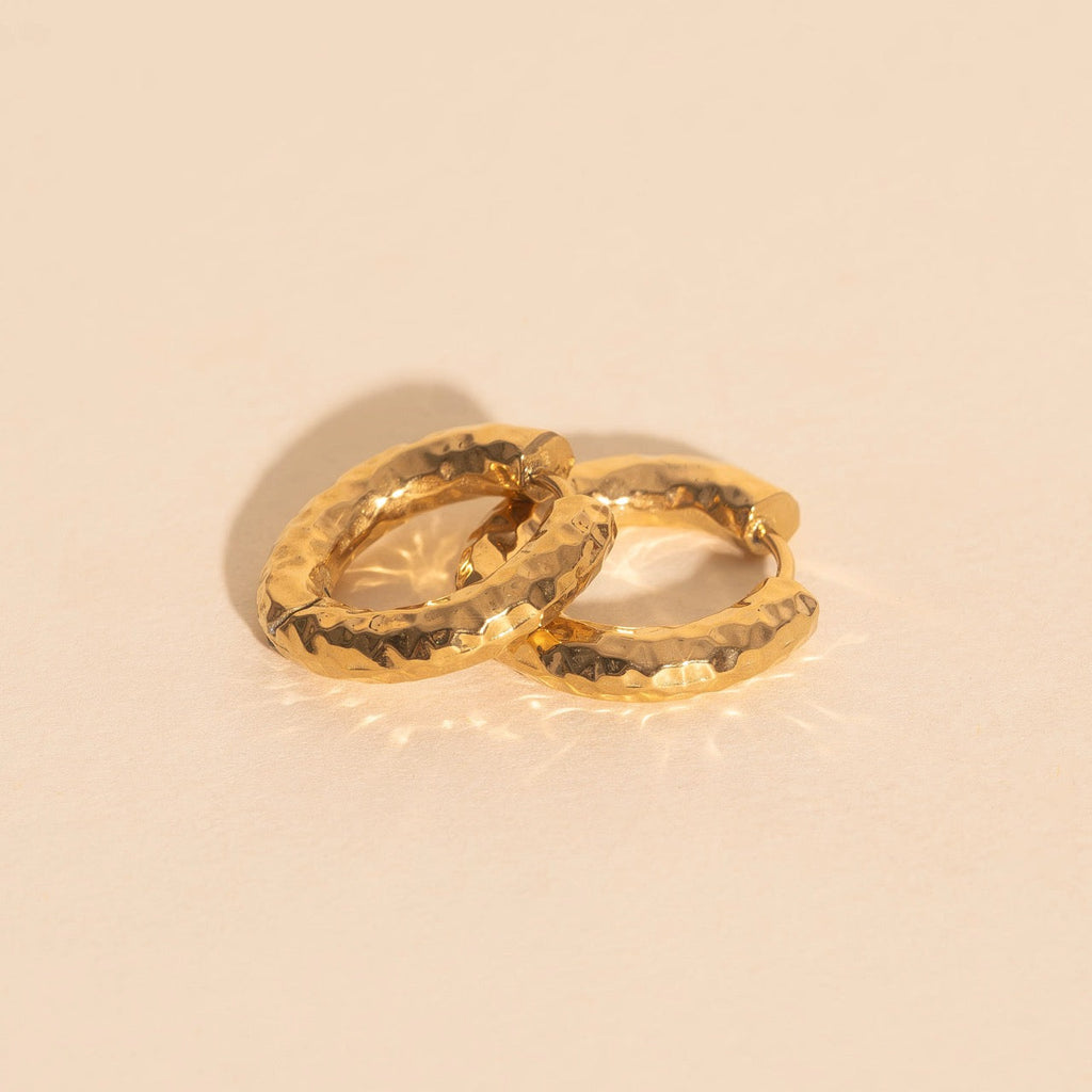 Hammered Chunky Rounded Huggie Hoop Earrings
