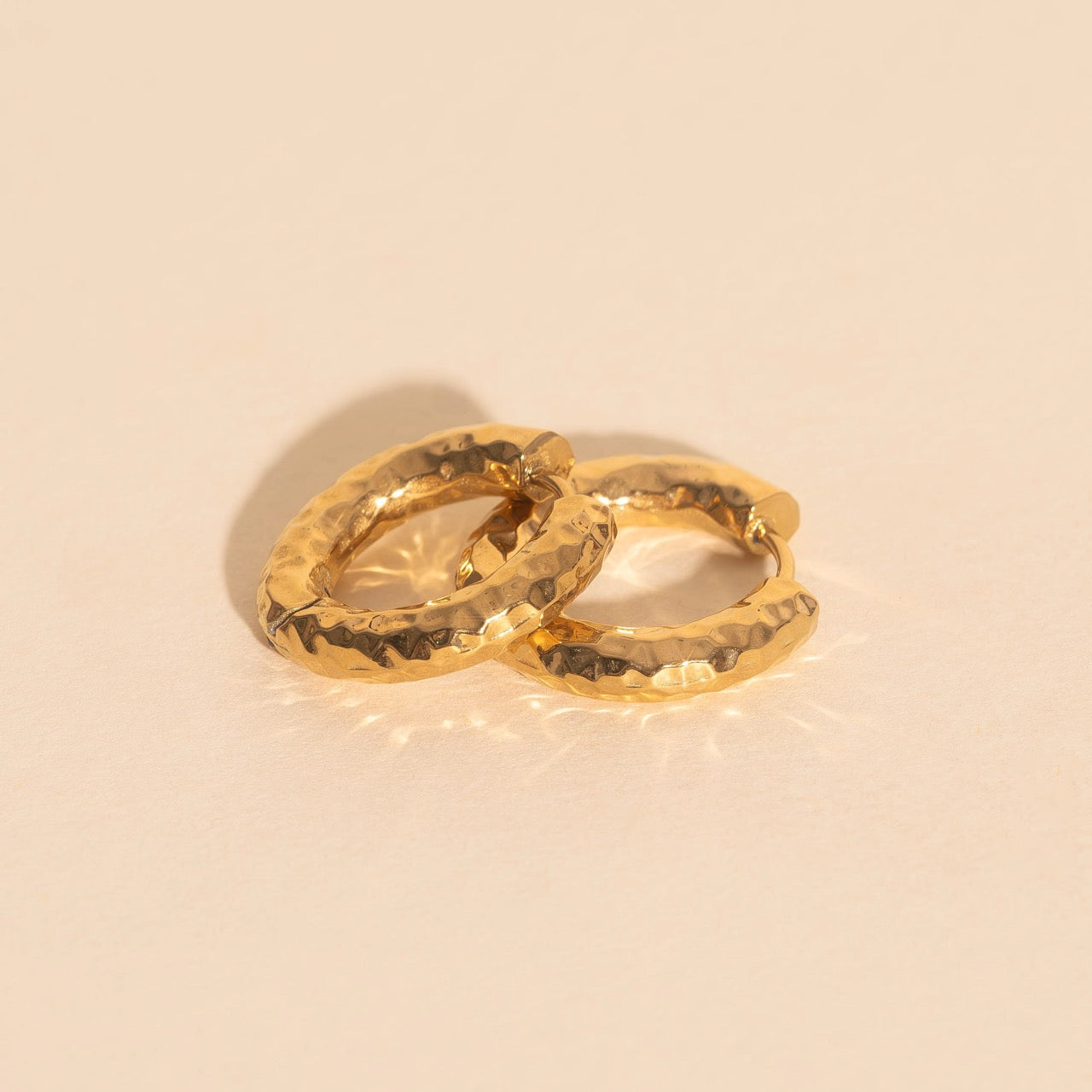Hammered Chunky Rounded Huggie Hoop Earrings