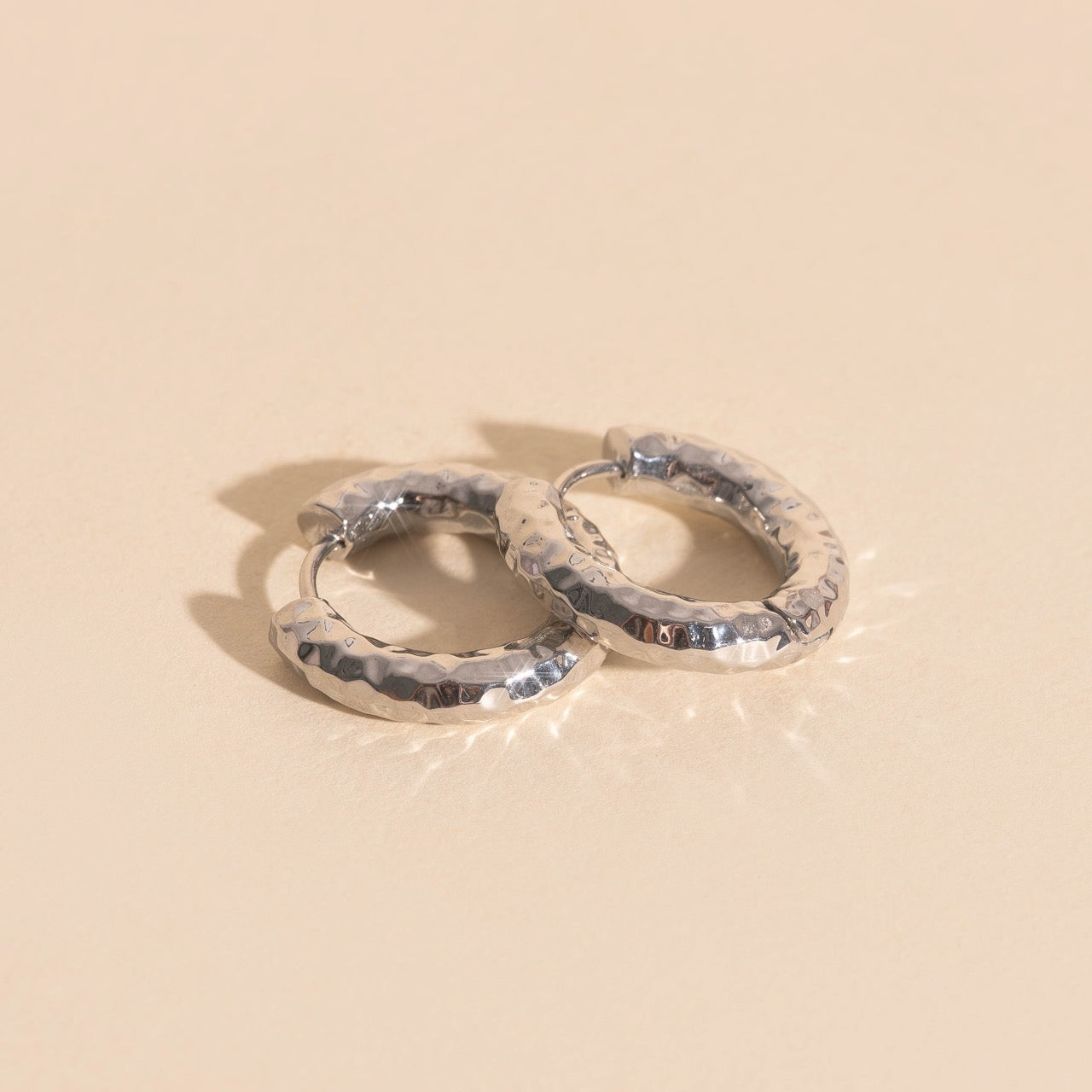 Hammered Chunky Rounded Huggie Hoop Earrings