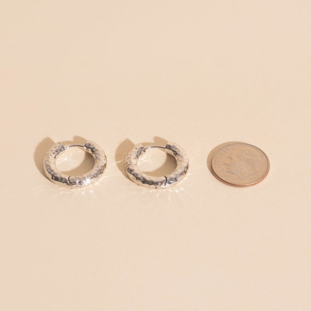 Hammered Chunky Rounded Huggie Hoop Earrings