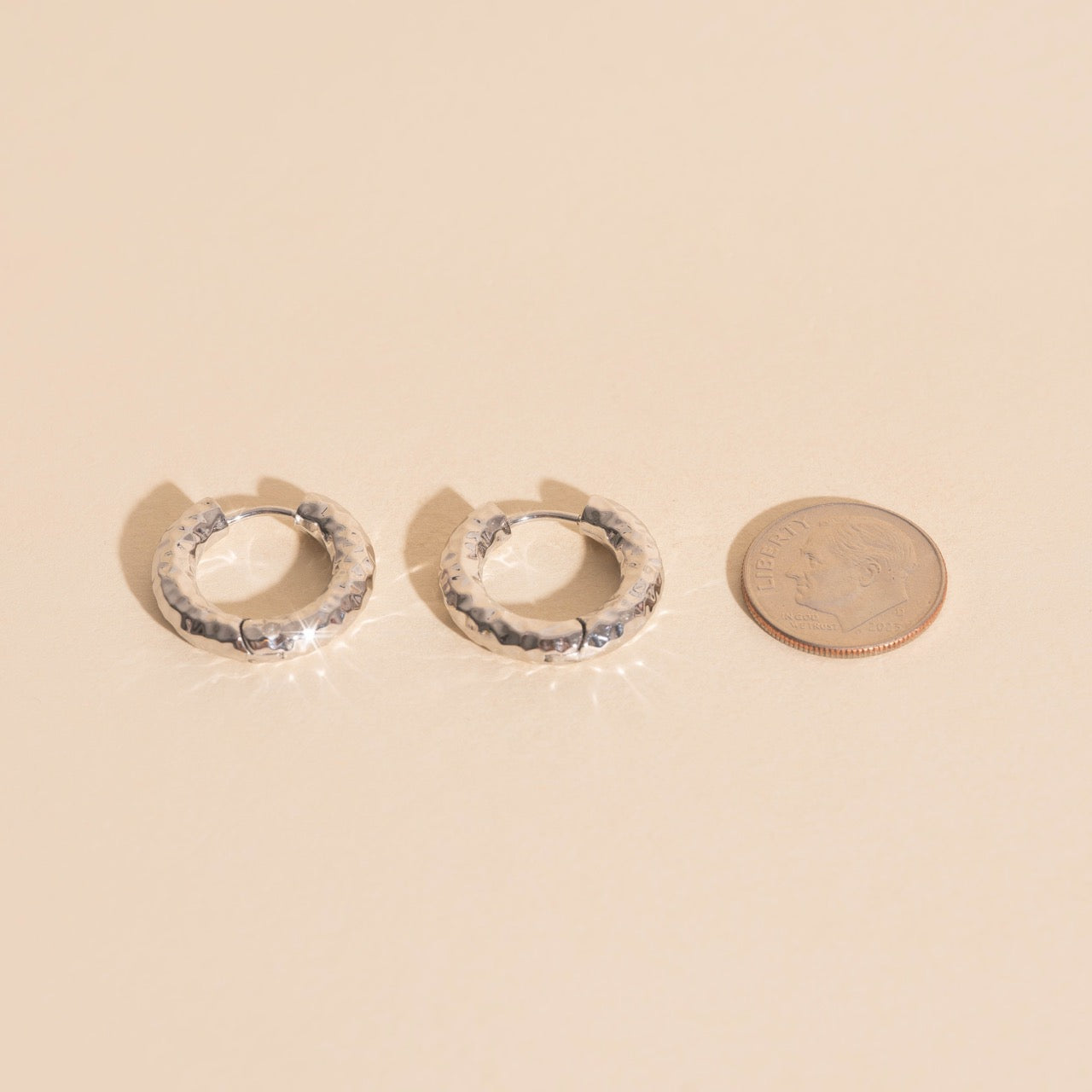 Hammered Chunky Rounded Huggie Hoop Earrings