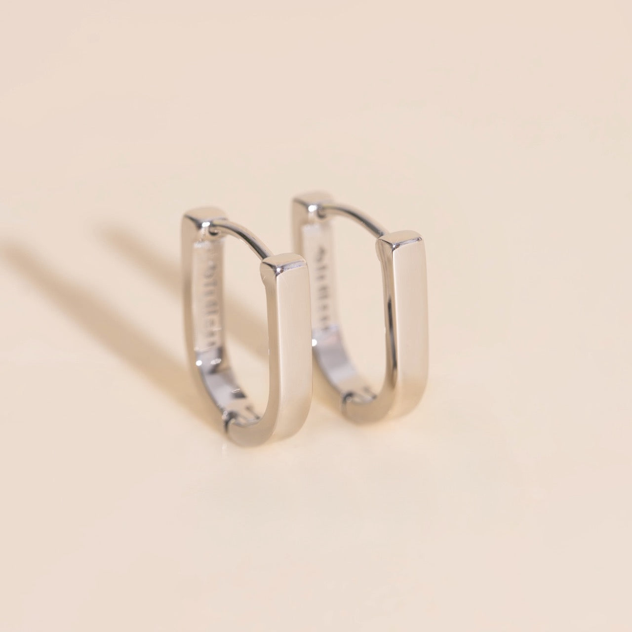 Smooth Stirrup Huggie Hoop Earrings