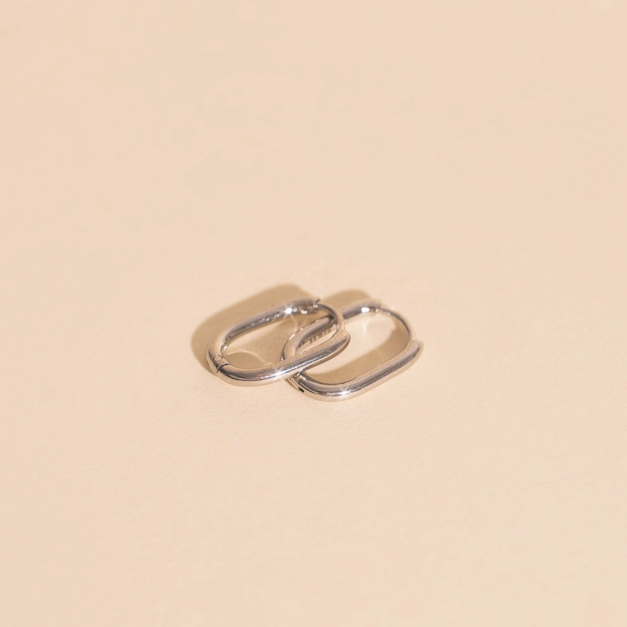 Rectangle Rounded Huggie Hoop Earrings
