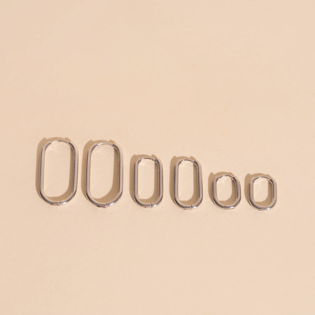 Rectangle Rounded Huggie Hoop Earrings