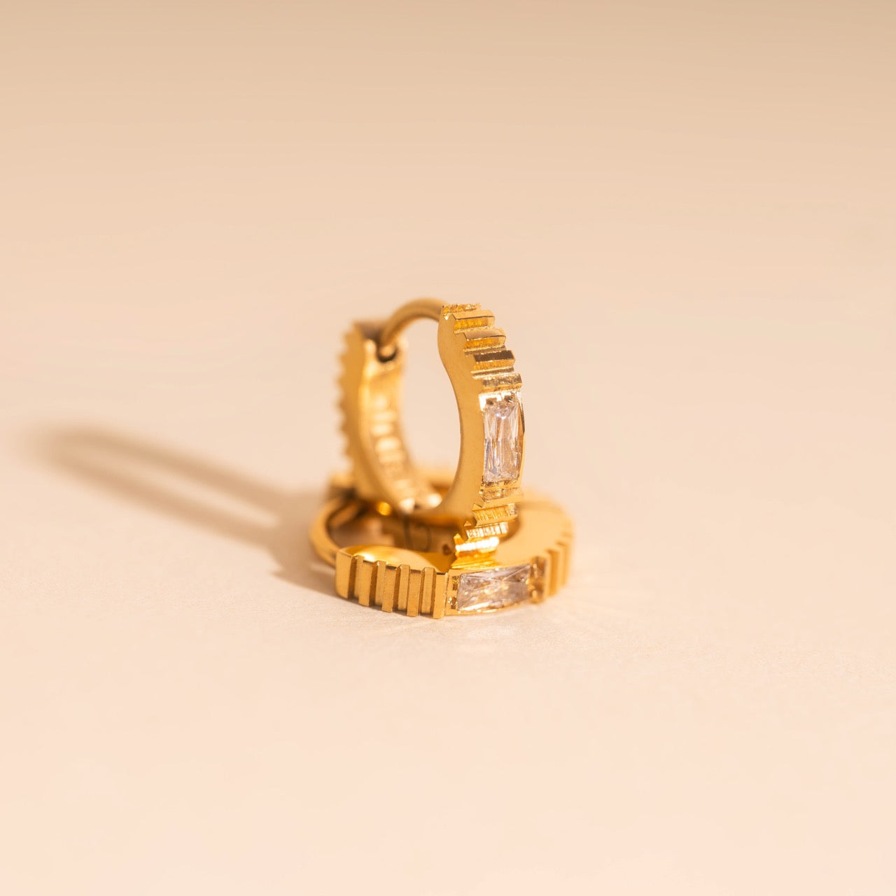 Crystal Textured Tiny Huggie Hoop Earrings