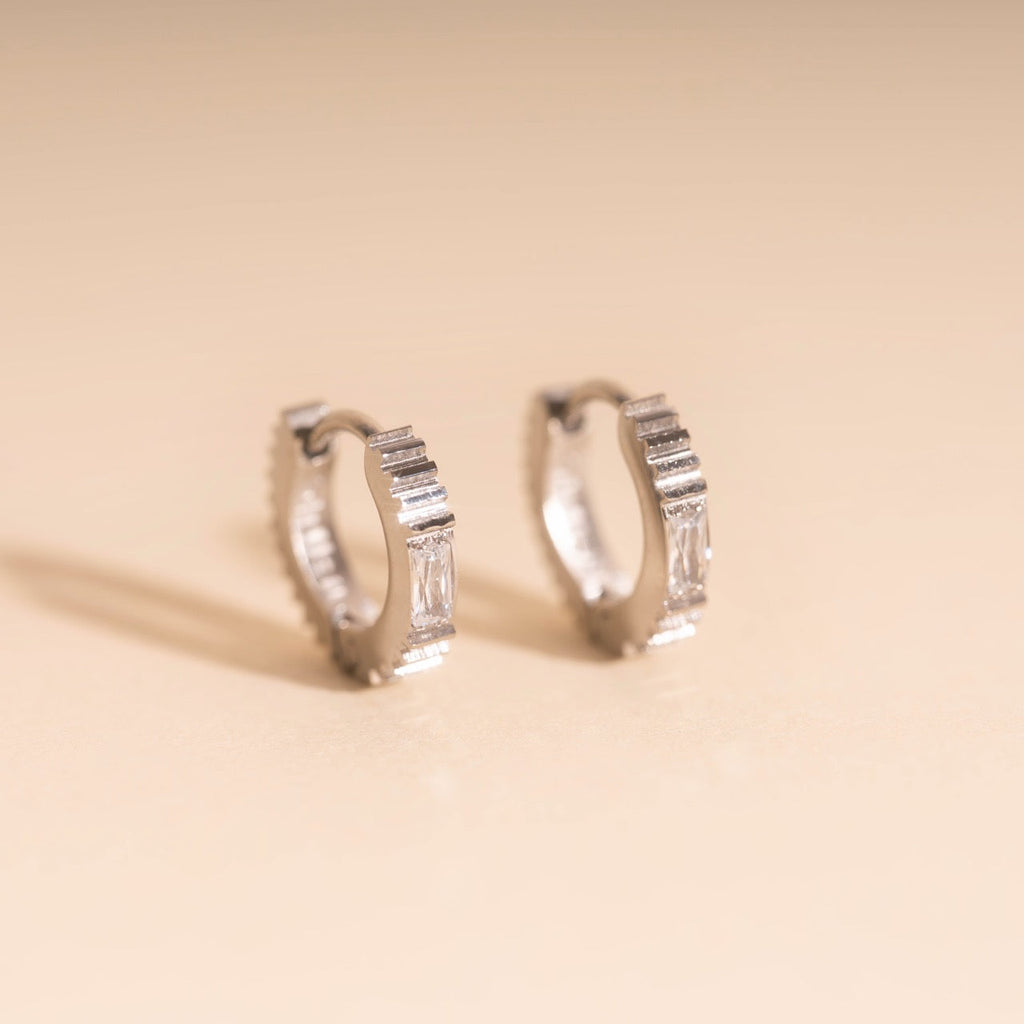 Crystal Textured Tiny Huggie Hoop Earrings