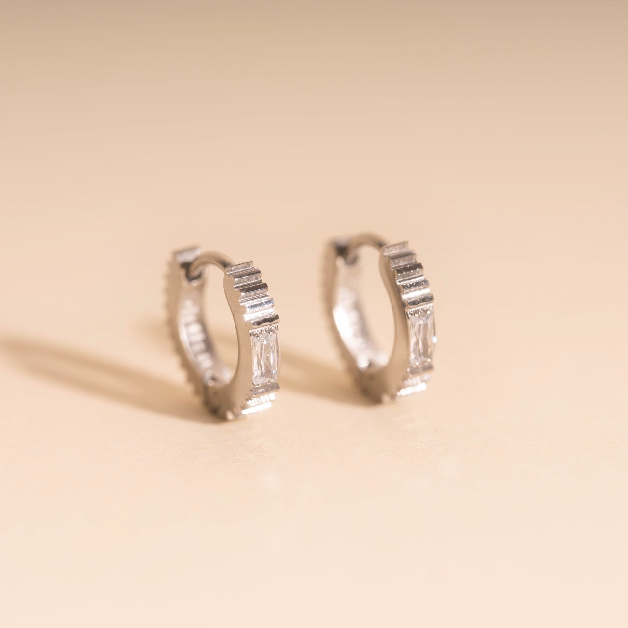 Crystal Textured Tiny Huggie Hoop Earrings