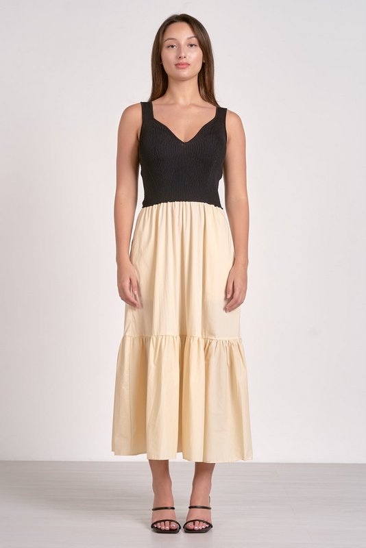 Rhodes Dress Beige Black Combo