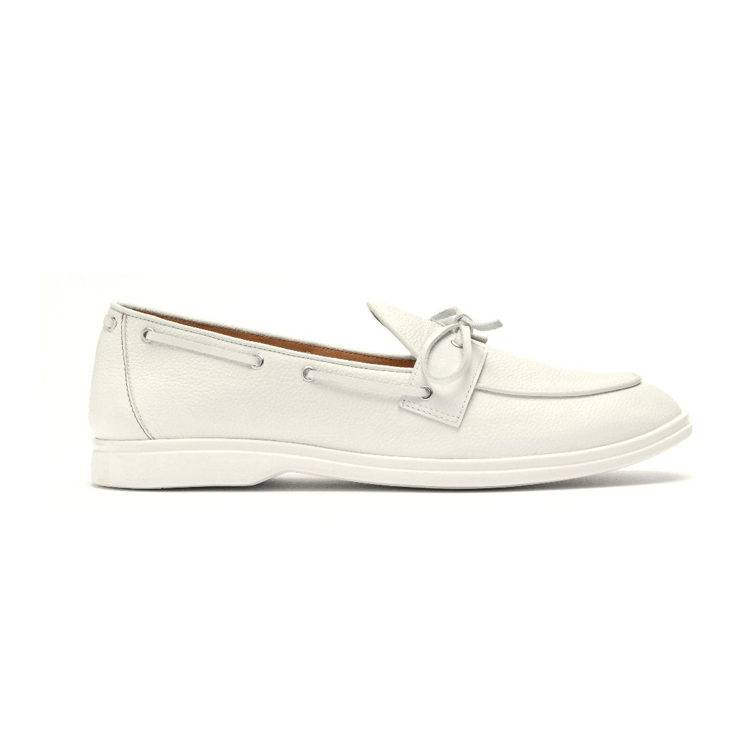 Men's White Pebbled Leather Barca Yacht Loafer