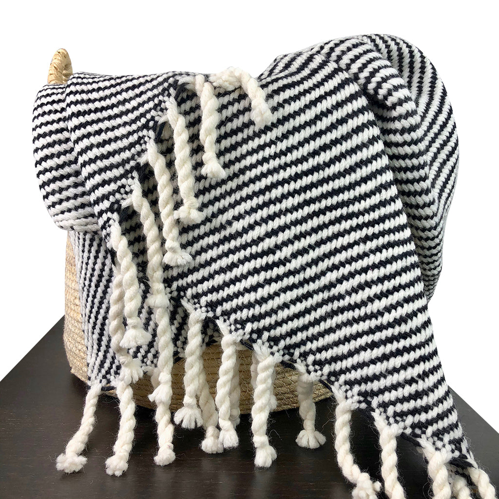 Peruvian Chunky Black Stripe Alpaca Throw
