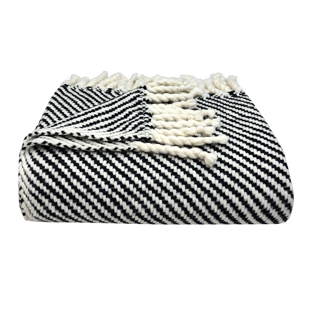Peruvian Chunky Black Stripe Alpaca Throw