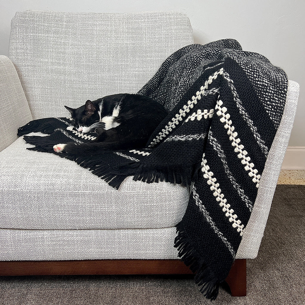 Peruvian Chunky Black Cuzco Alpaca Throw