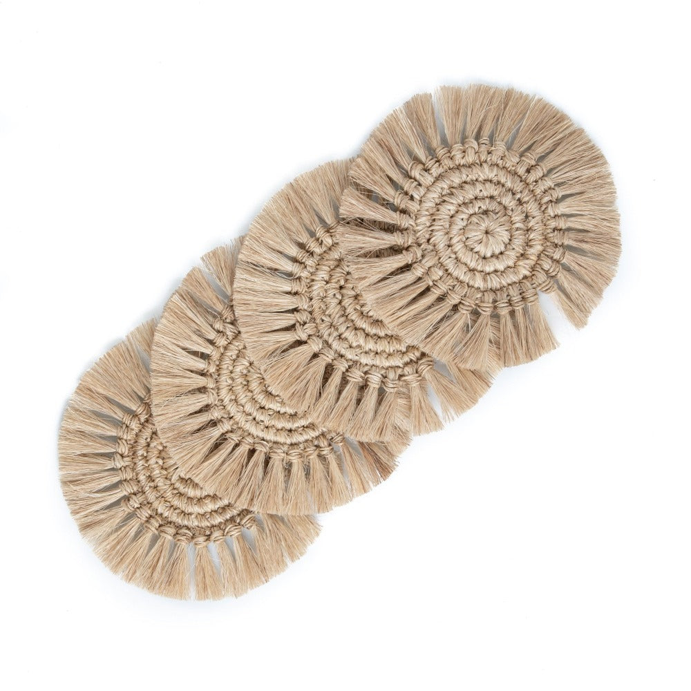 Natural Fringes Coaster Set of 4