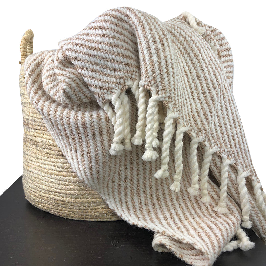 Peruvian Chunky Camel Stripe Alpaca Throw
