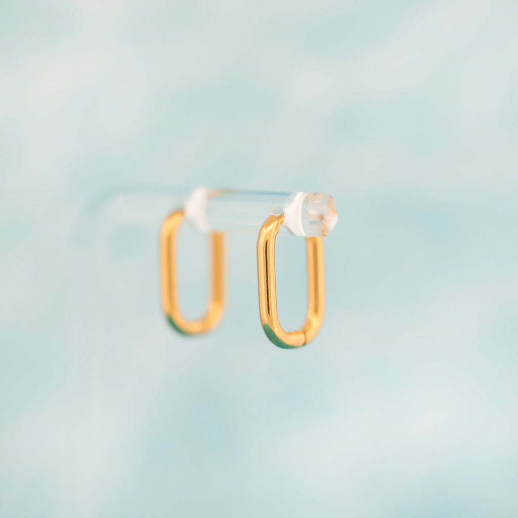 Rectangle Rounded Huggie Hoop Earrings