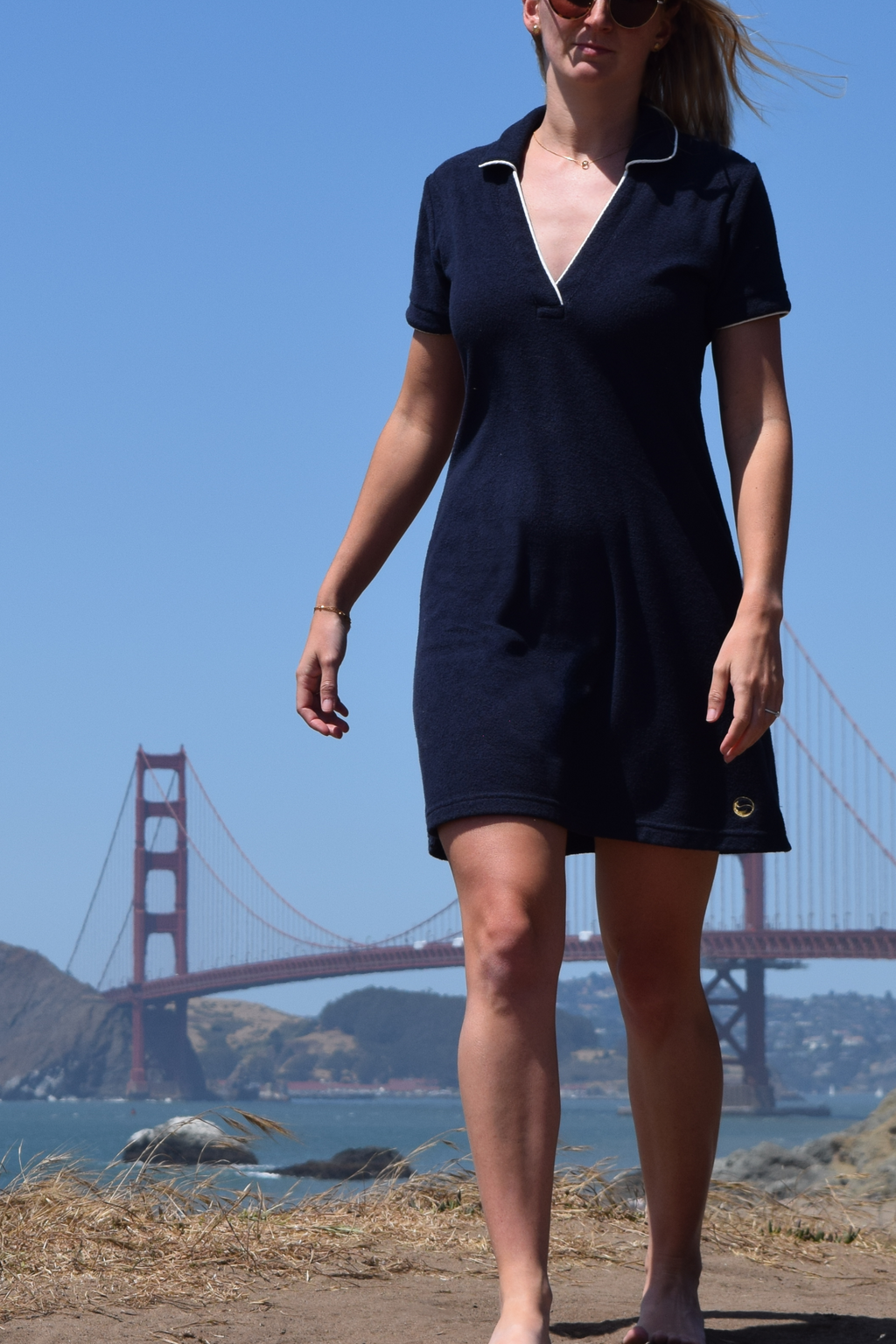 Navy Terry Cloth Polo Dress