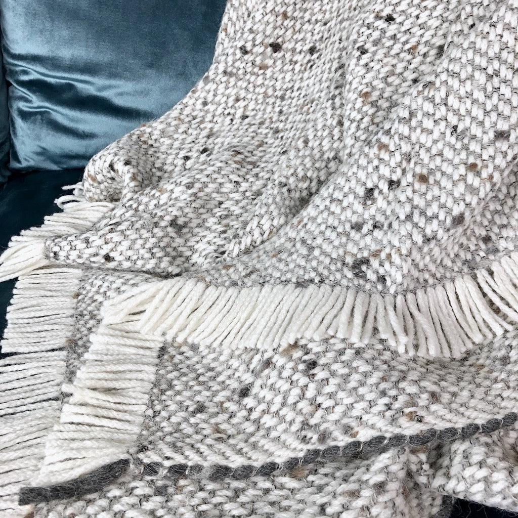 Peruvian Chunky Gray Weave Alpaca Throw