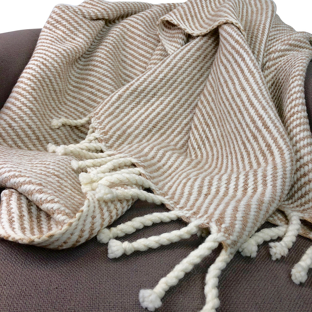 Peruvian Chunky Camel Stripe Alpaca Throw