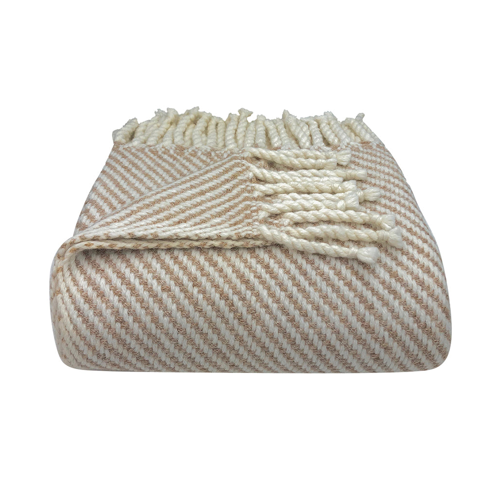 Peruvian Chunky Camel Stripe Alpaca Throw