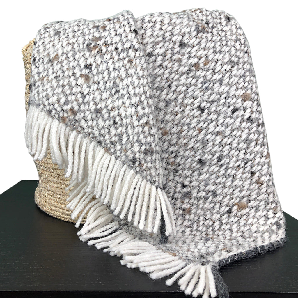 Peruvian Chunky Gray Weave Alpaca Throw