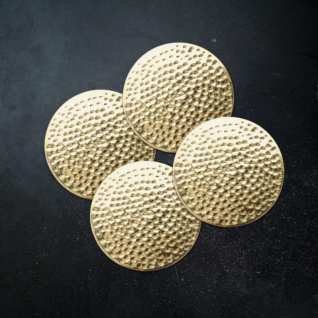 Hammered Brass Coasters Set of 4