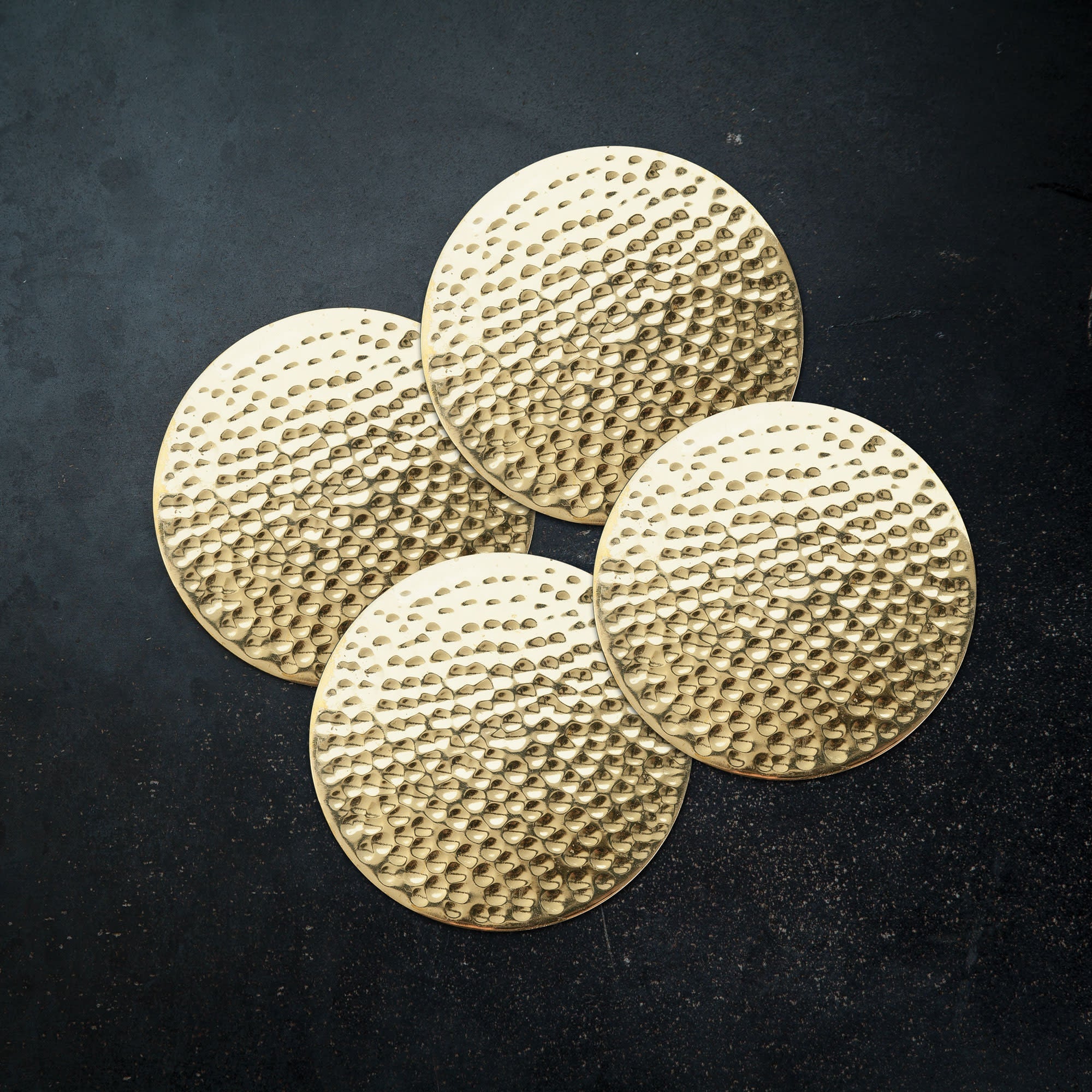 Hammered Brass Coasters Set of 4