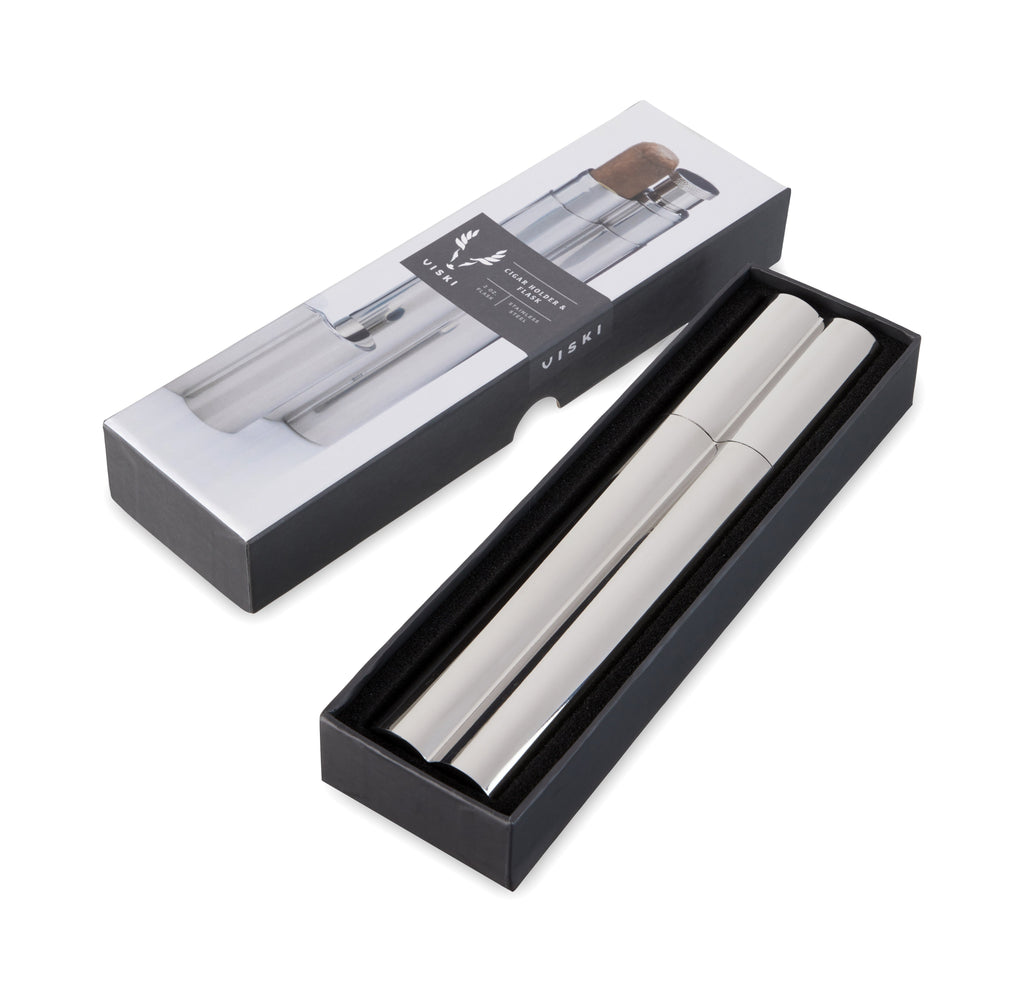 Stainless Steel Cigar Holder and Flask